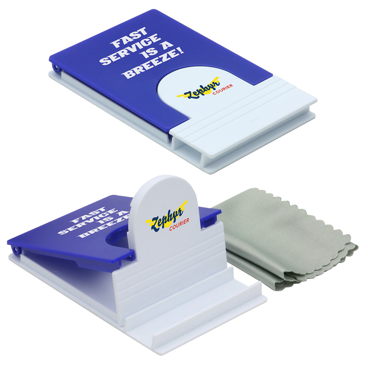 Custom logo 5“ x 5” Microfiber Cloth with Phone Holder