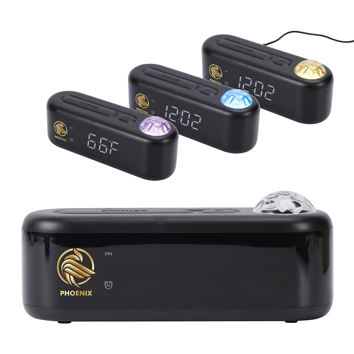 Custom logo Ambiance Digital Alarm Clock with Ocean & Aurora Ceiling Projection