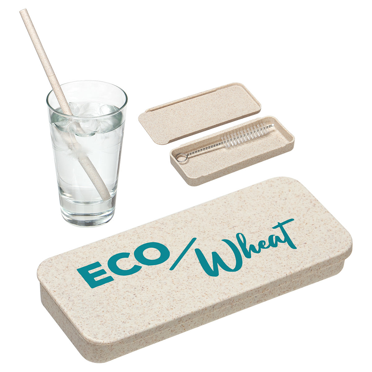 Custom logo Eco Wheat Straw Kit With Cleaning Brush