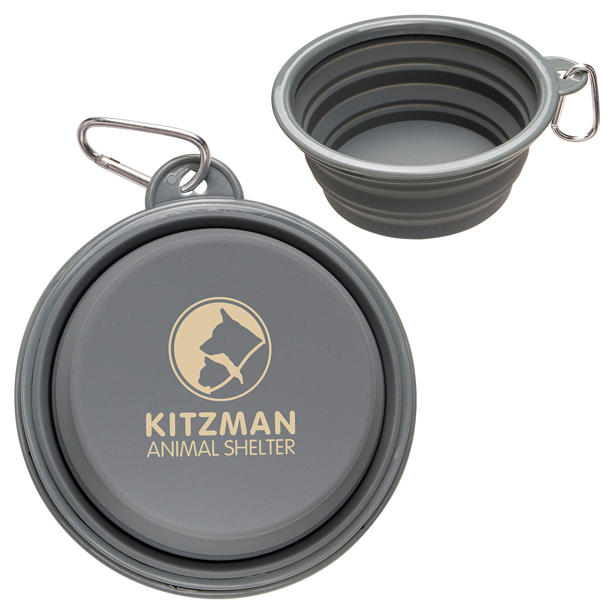 Custom logo Feed 'N Go Collapsible Pet Bowl with Carabiner