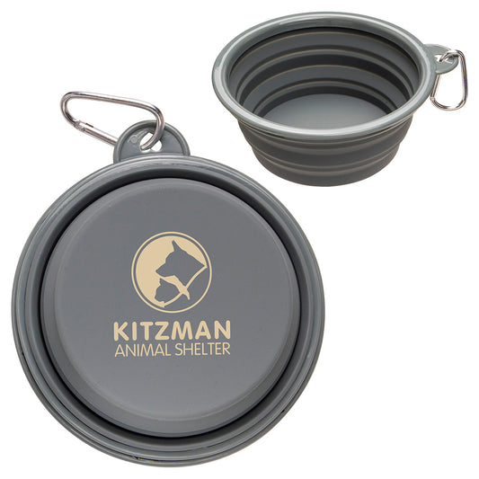 Custom logo Feed 'N Go Collapsible Pet Bowl with Carabiner