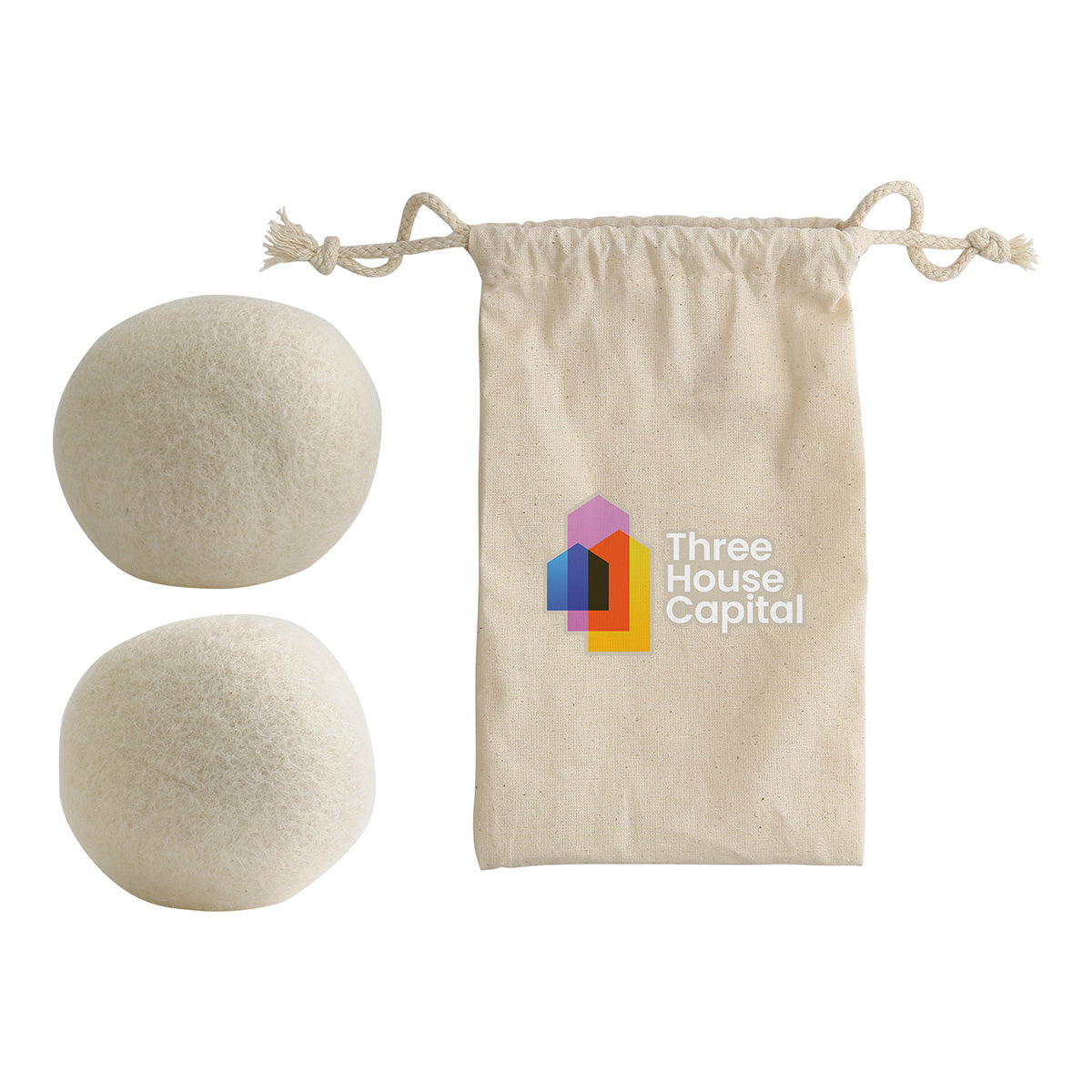 Custom logo Toss 'N Dry 2-Piece Reusable Dryer Balls in Cotton Pouch
