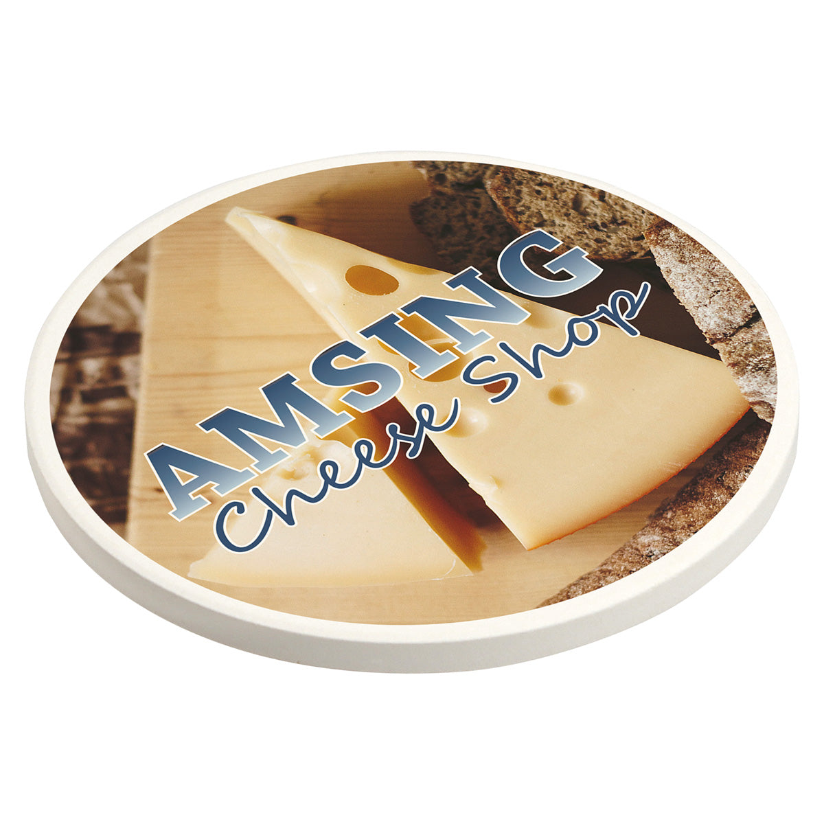 Custom logo Cobblestone Absorbent Coaster with Cork Base