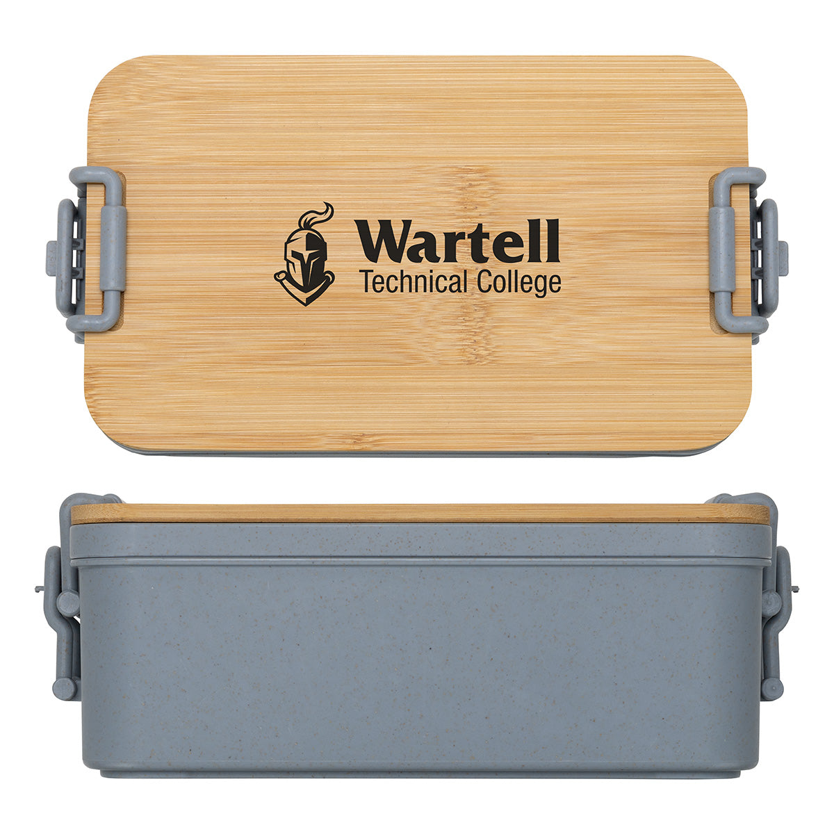 Custom logo Chuckwagon Stackable Lunch Box With Bamboo Lid & Utensils