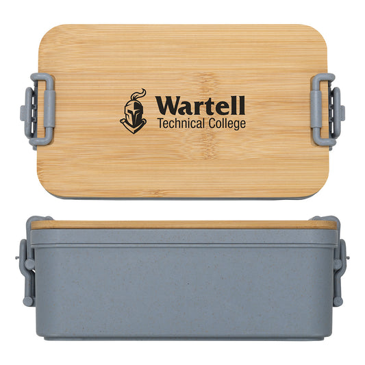 Custom logo Chuckwagon Stackable Lunch Box With Bamboo Lid & Utensils
