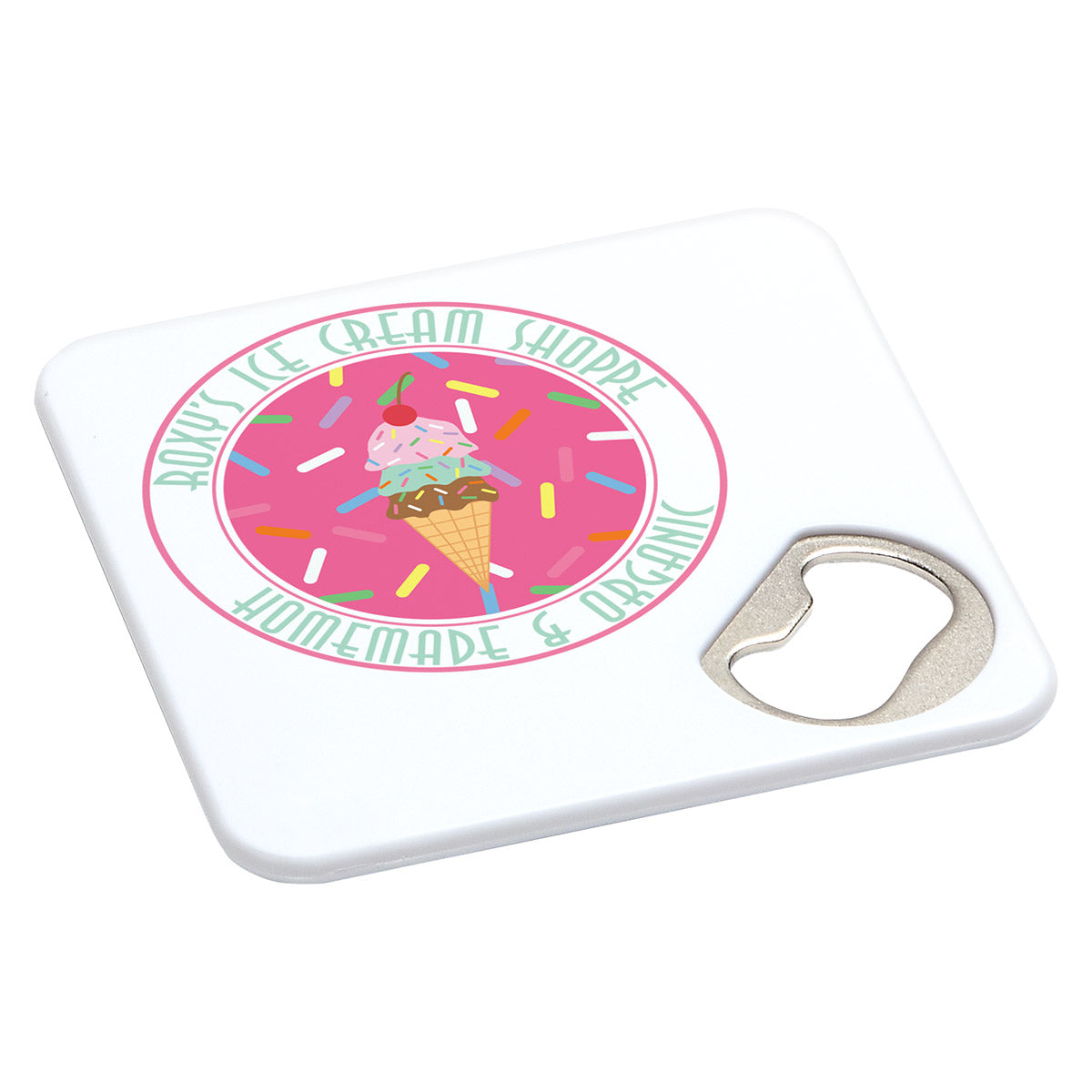 Custom logo Econo Bottle Opener Coaster