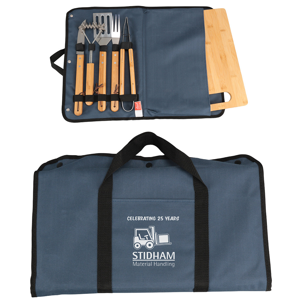 Custom logo Firepit 5-Piece BBQ Set with Cutting Board & Carrying Case