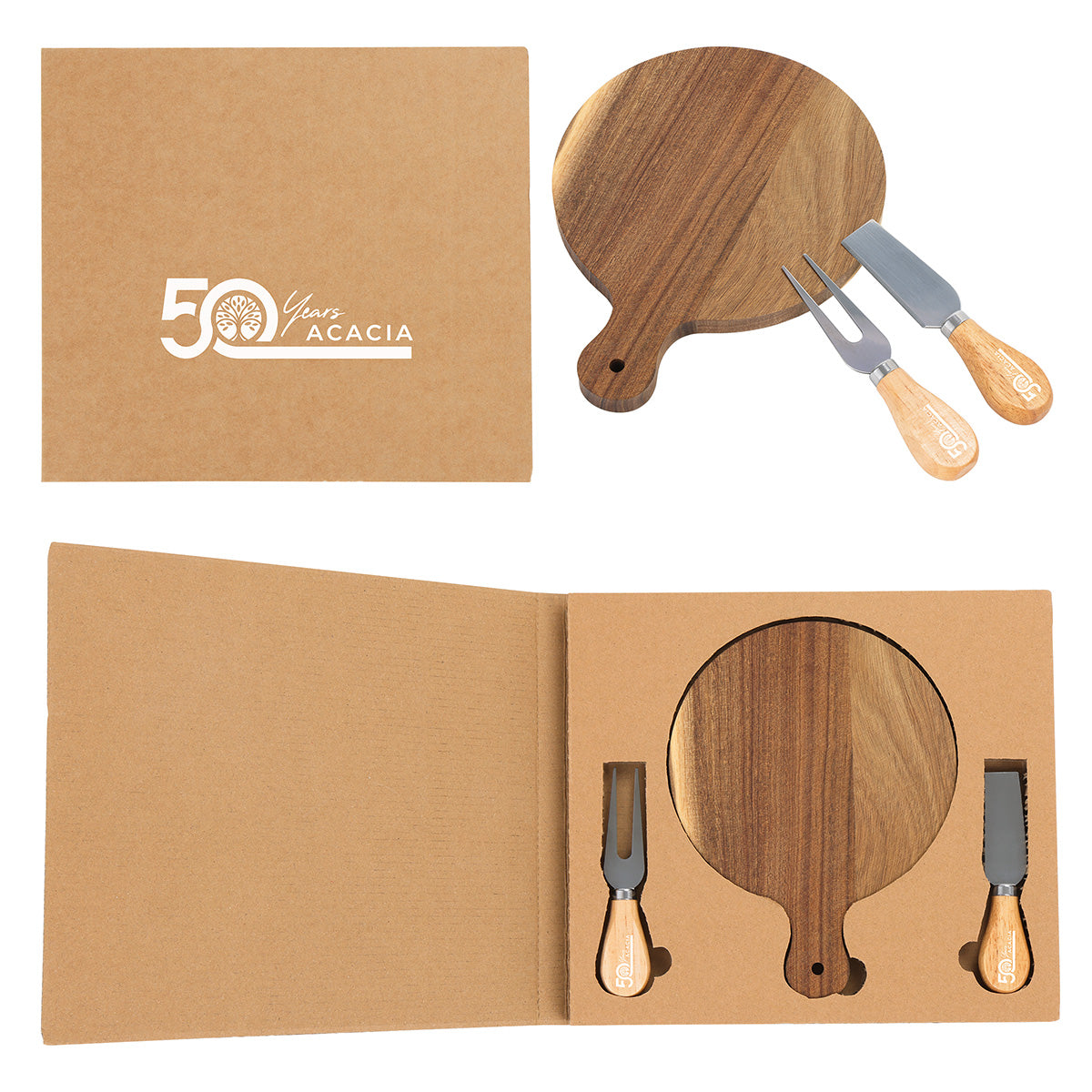 Custom logo Monterey Cheese Board with Cutlery Set