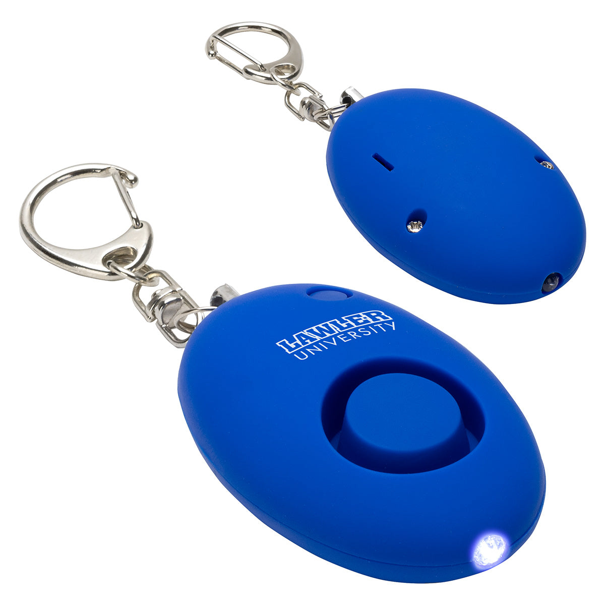 Custom logo Soft-Touch LED Light & Alarm Key Chain