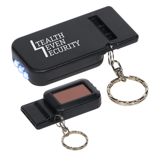 Custom logo Solar Powered Light & Whistle Key Chain