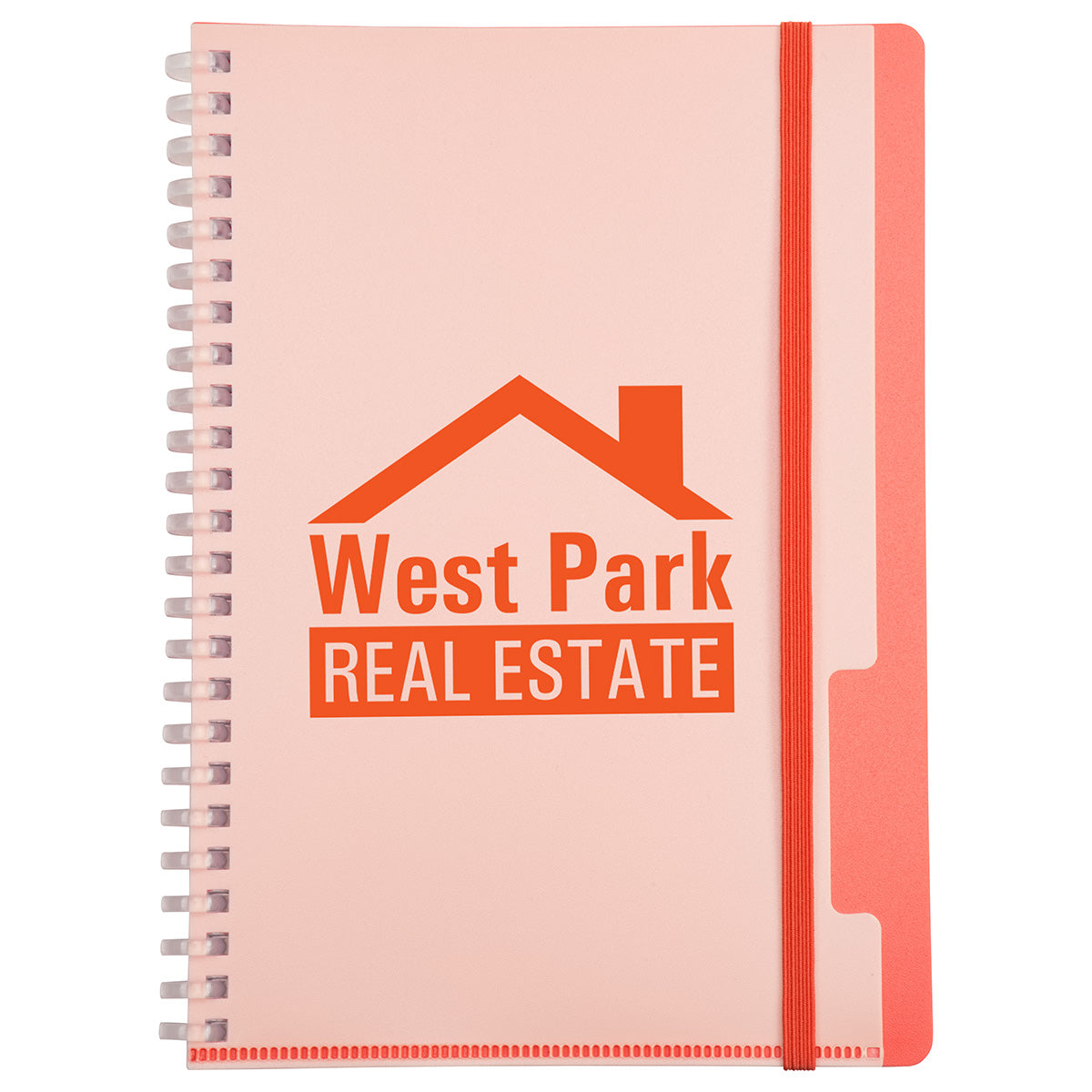 Custom logo Arcadia Soft Spiral Notebook with Front Pocket