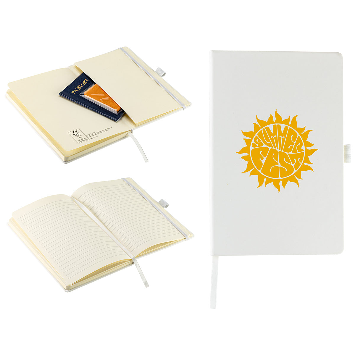 Custom logo Elan Hardcover Journal with Pen Loop and Inner Pocket