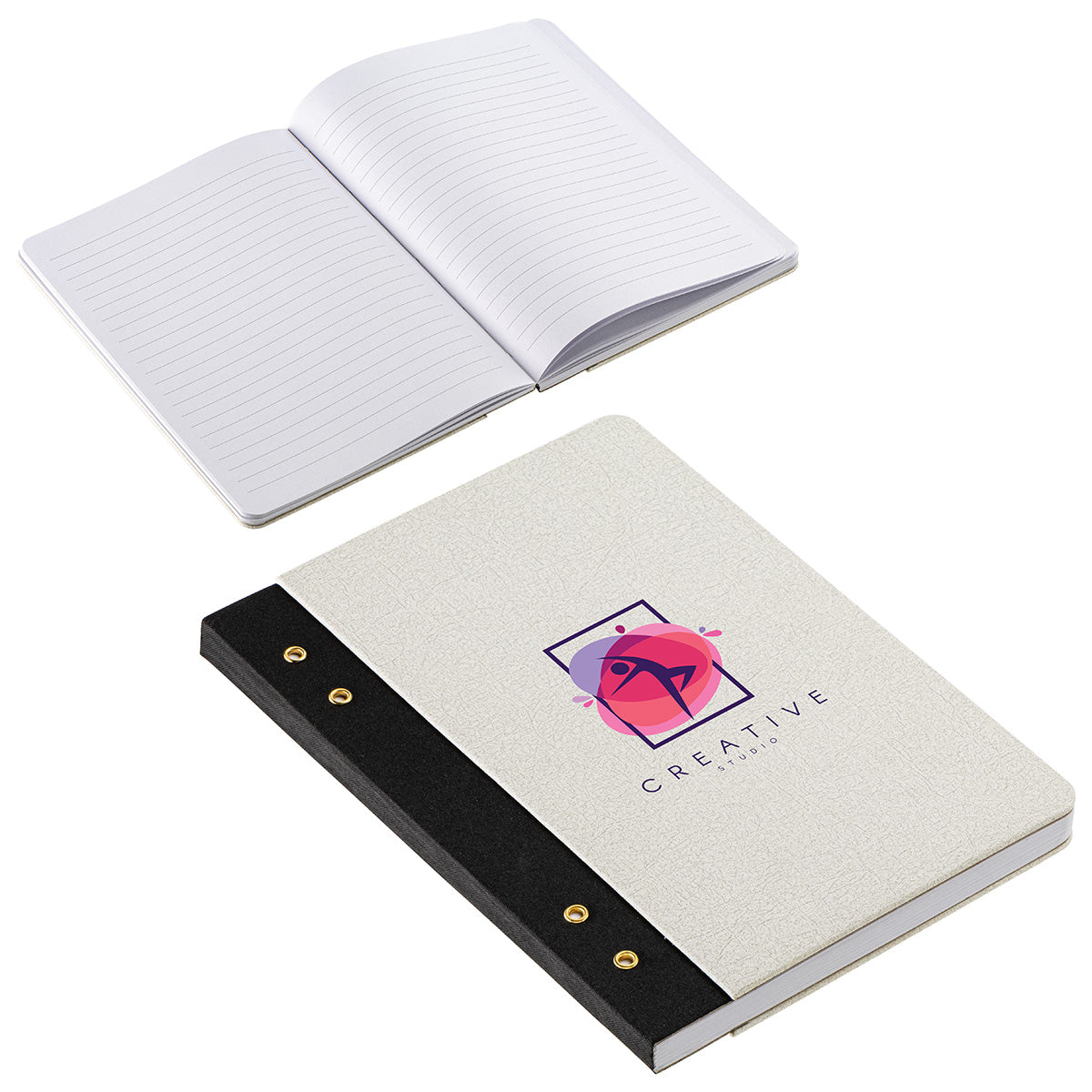 Custom logo Executive FSC® Journal with Textured Grommet Spine