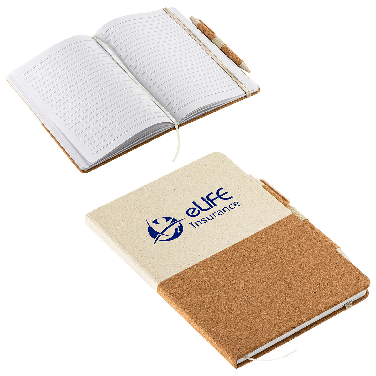 Custom logo GrassField Cork Recycled Journal with Pen