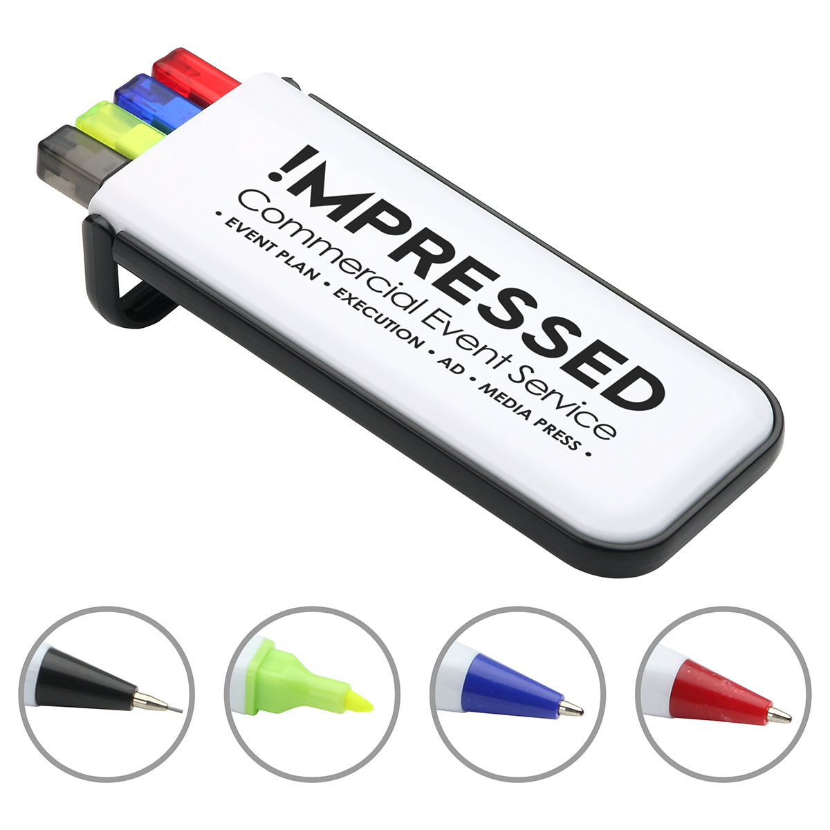 Custom logo Rainbow Pen, Pencil & Highlighter Set