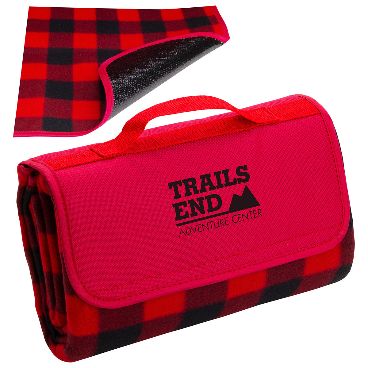 Custom logo Plaid Barrel Fleece Picnic Blanket