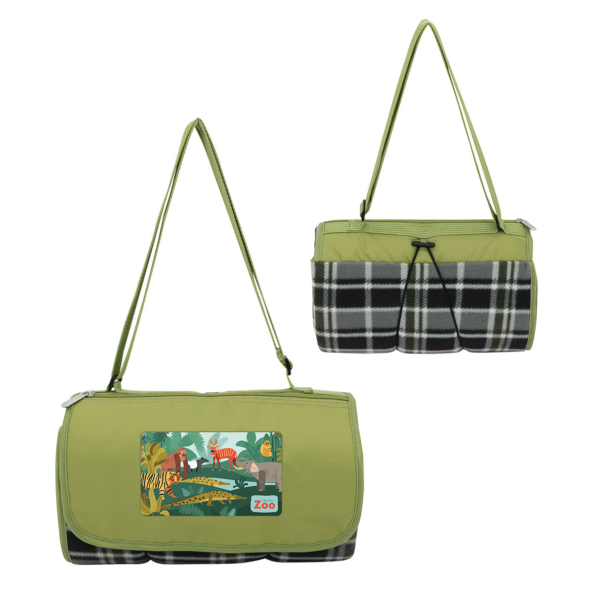 Custom logo Premium Barrel Fleece Picnic Blanket