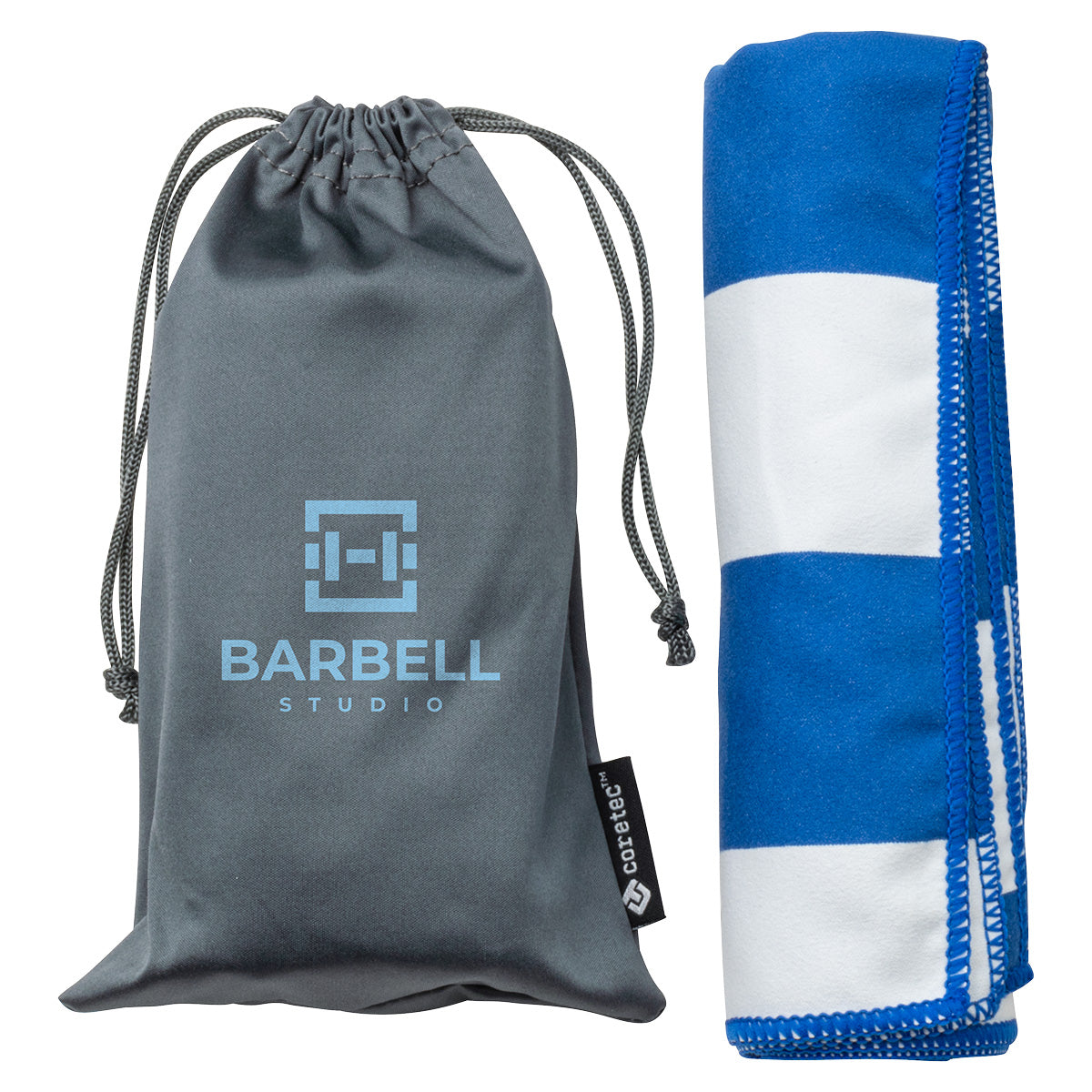 Custom logo Fairway 15" x 30" Striped Microfiber Sports Towel with Carrying Pouch
