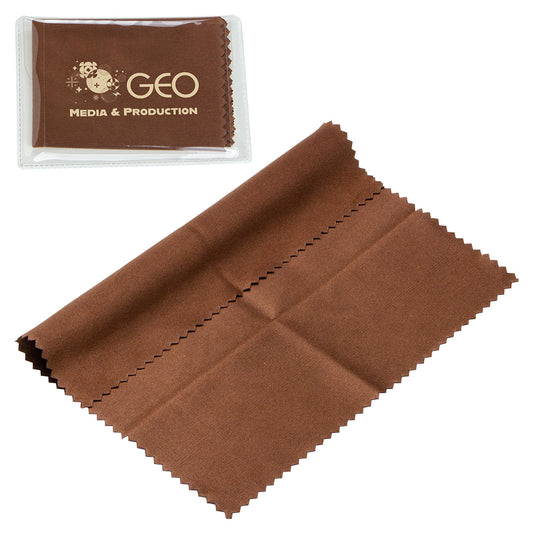 Custom logo 6" x 6" 220GSM Microfiber Cleaning Cloth in Clear PVC Case