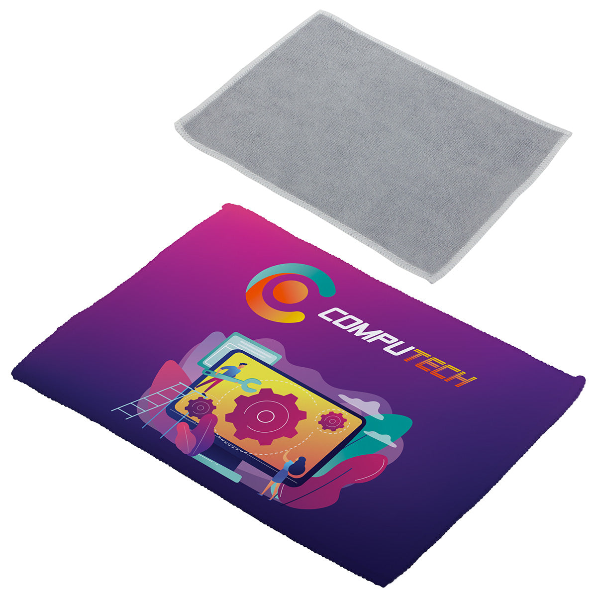 Custom logo Quick Clean 5" x 7-1/8" Dual Sided Microfiber Cloth - Full Color