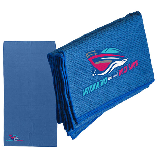 Custom logo Seaside 30" x 60" Waffle Microfiber Beach Towel
