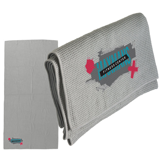 Custom logo Seaside 30" x 60" Waffle Microfiber Beach Towel