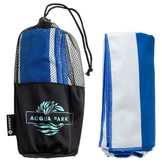 Custom logo Sandpiper 30" x 60" Striped Microfiber Beach Towel with Net Carrying Pouch