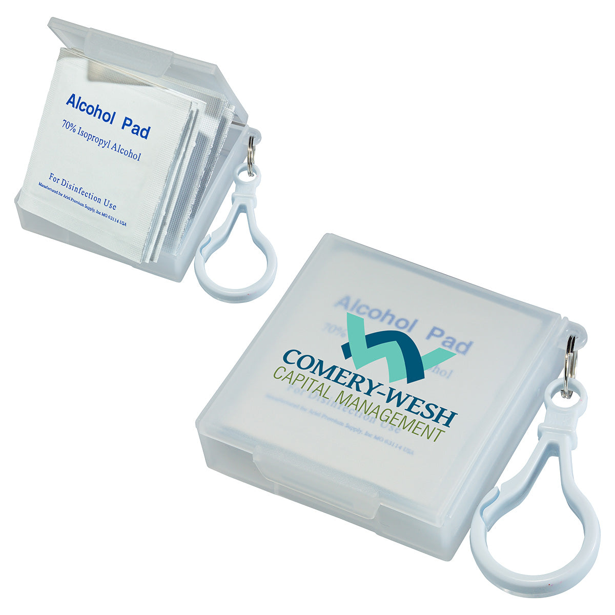 Custom logo Handy Pack Sanitizing Wipes with Carabiner