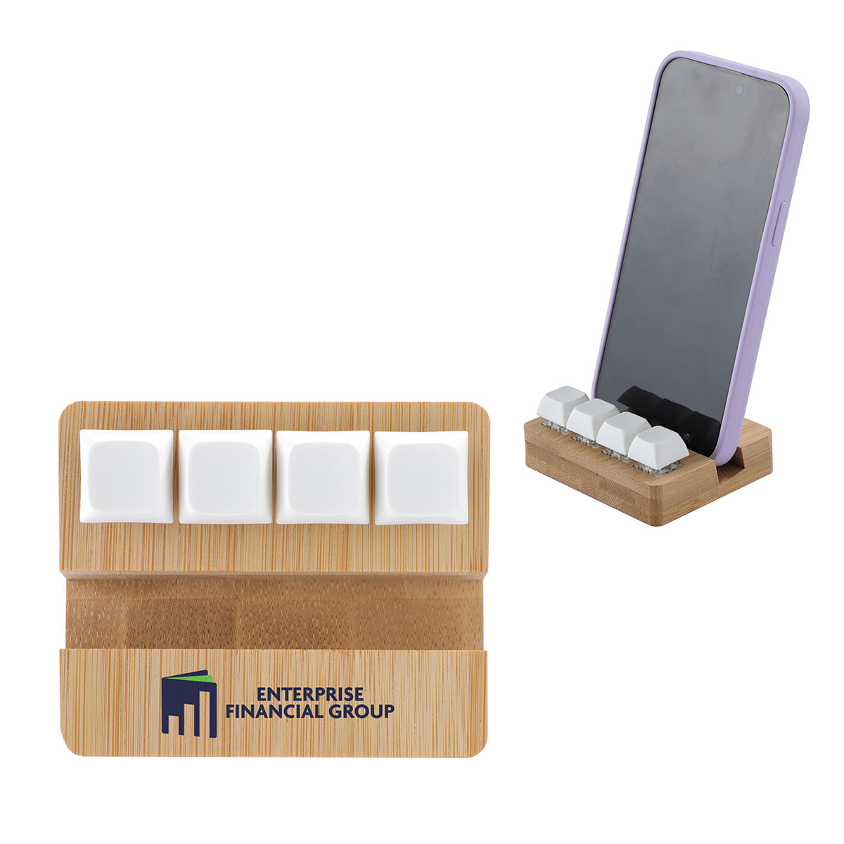 Custom logo Bamboo Phone Stand with Stress Reliever Keyboard