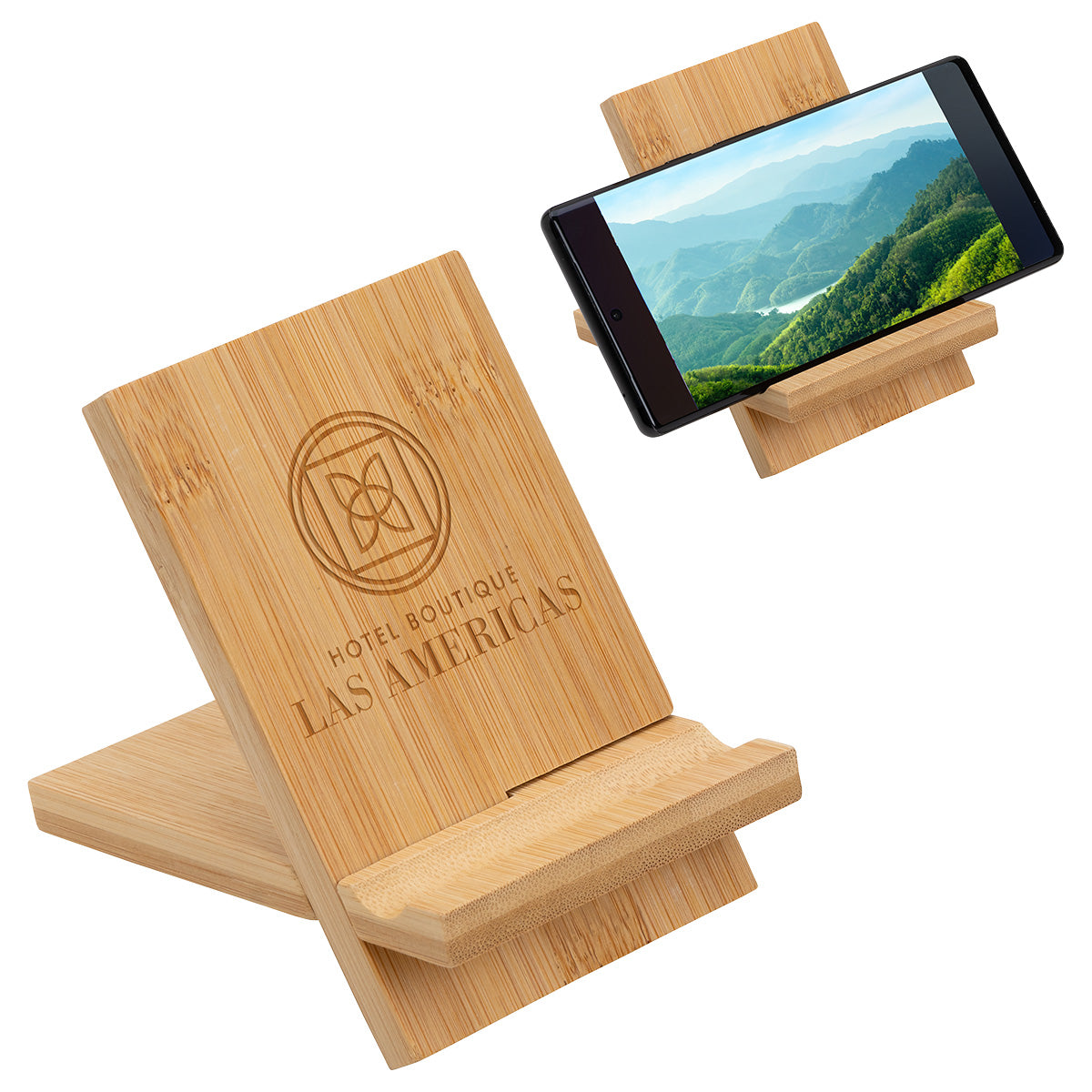 Custom logo Bamboo Portable Phone Stand