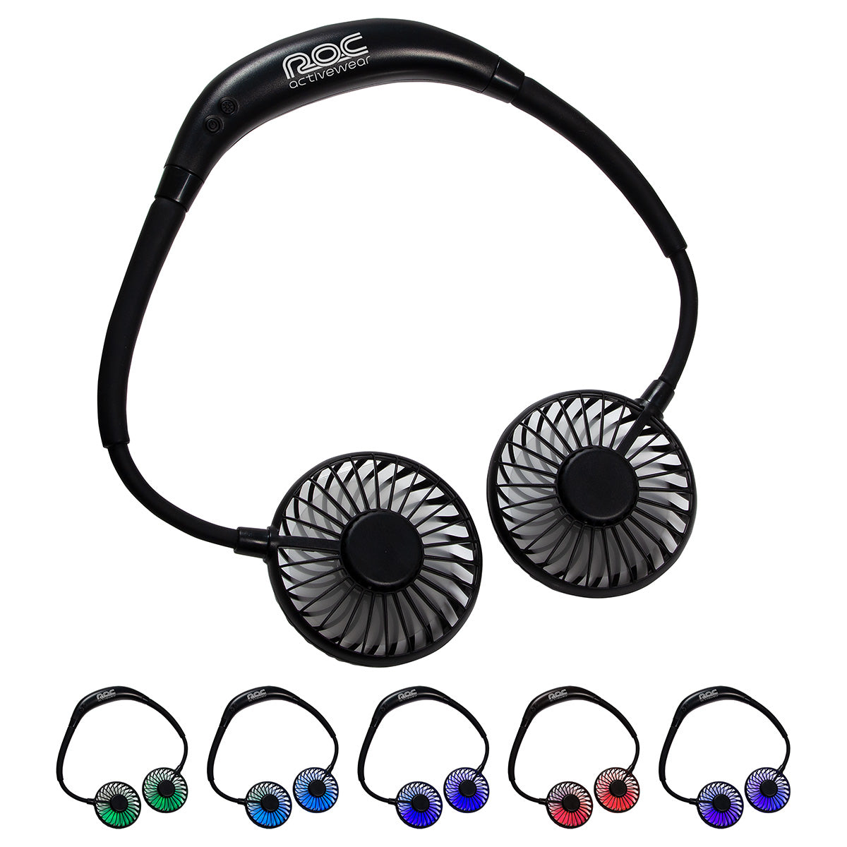 Custom logo Dual Breeze Hands-Free Neck Fan with Mood Light