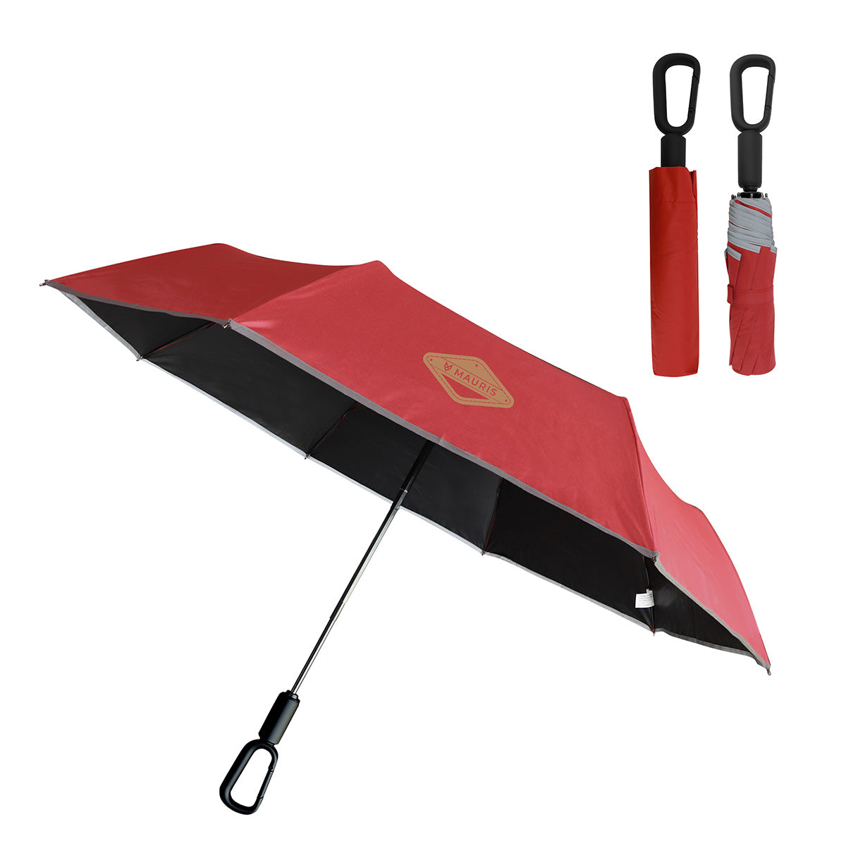 Custom logo Ridgeline 46" Arc Reflective Umbrella with Carabiner Handle