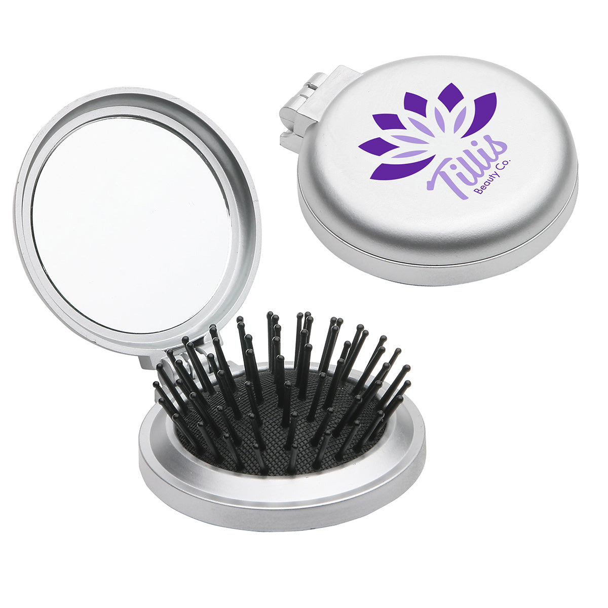 Custom logo Travel Disk Brush & Mirror