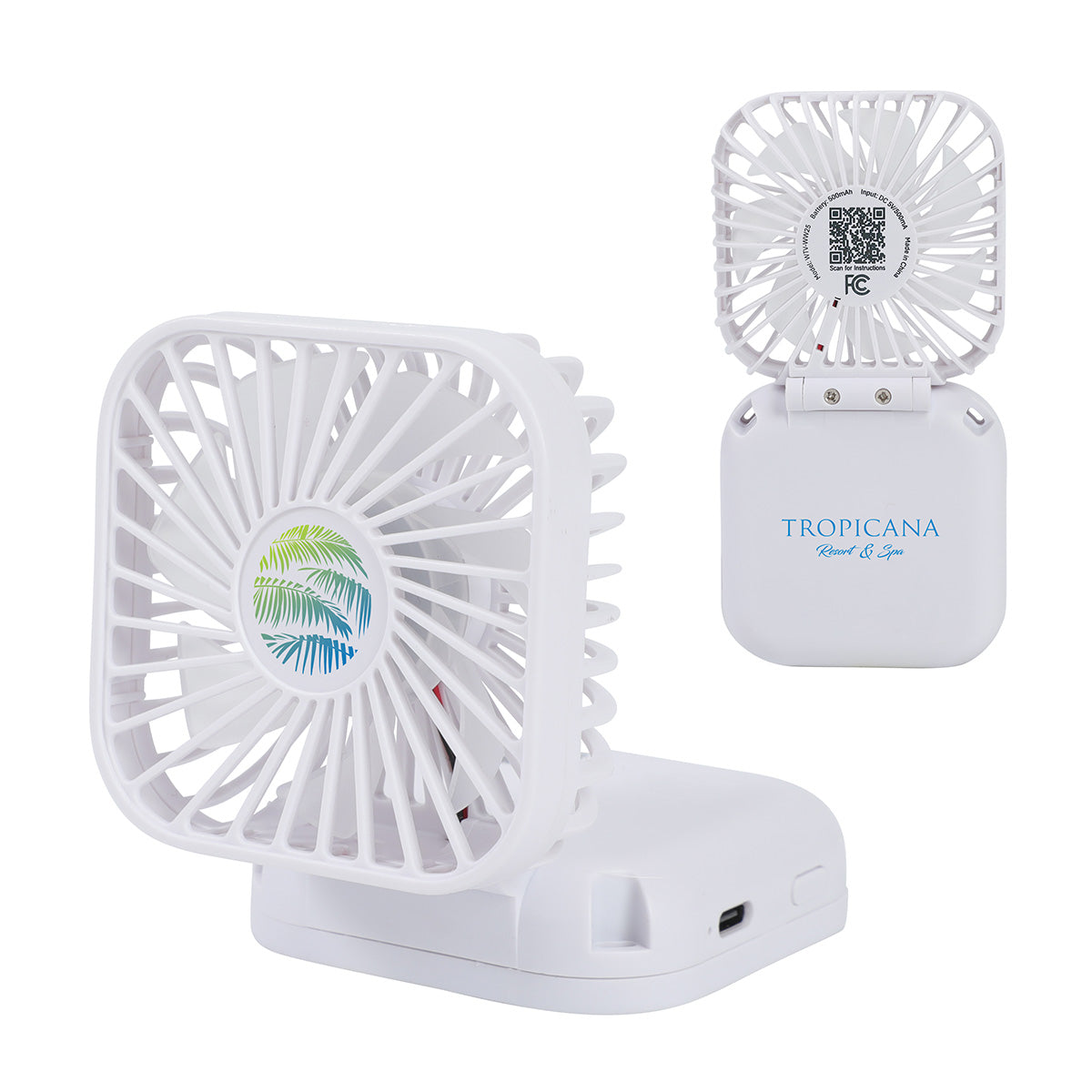Whirlwind Mini Folding Rechargeable Fan with Lanyard