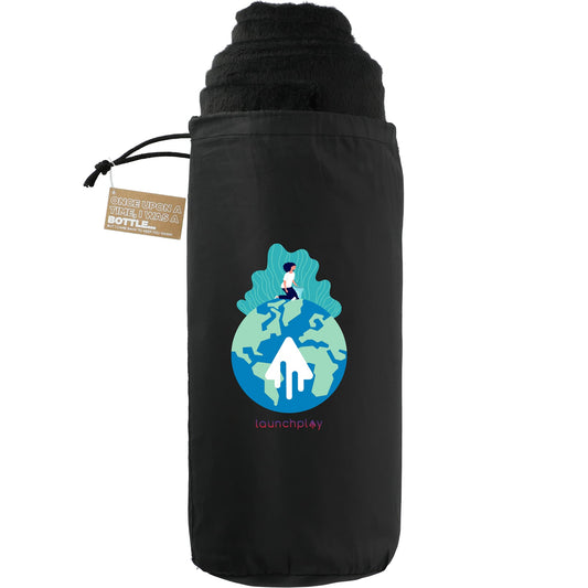 Custom logo 100% Recycled PET Fleece Blanket with RPET Pouch