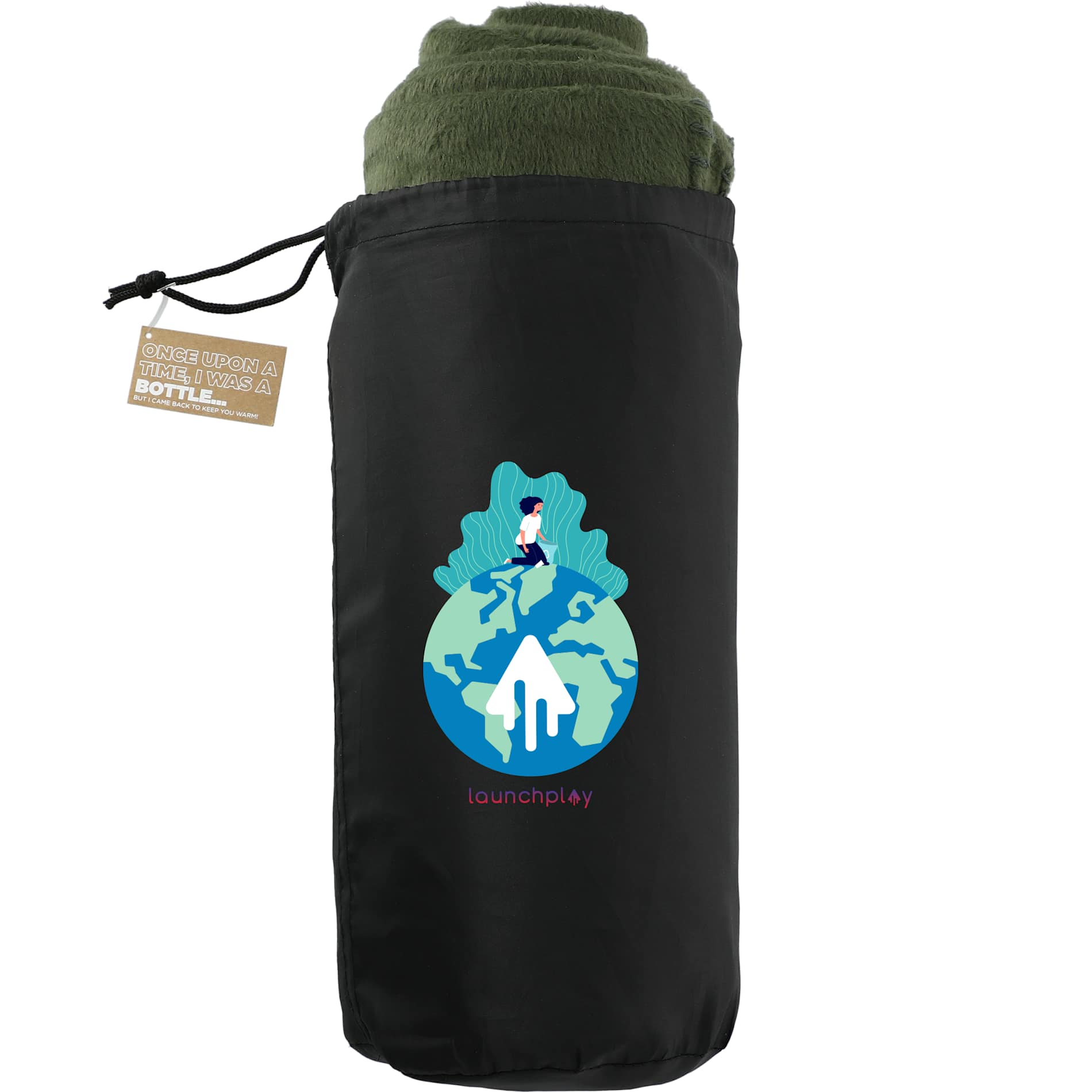 100% Recycled PET Fleece Blanket with RPET Pouch