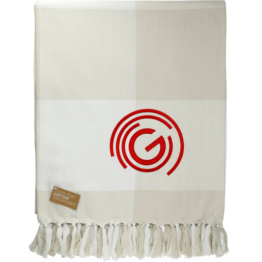 Custom logo Field & Co. 100% Organic Cotton Check Throw Blanke