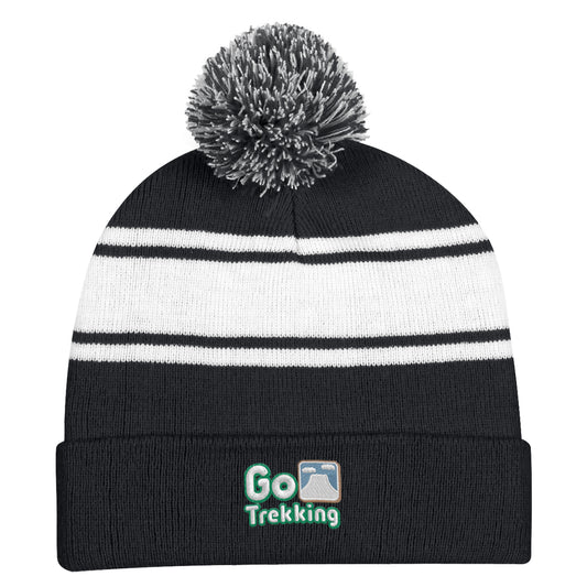 Custom logo Two-Tone Knit Pom Beanie With Cuff