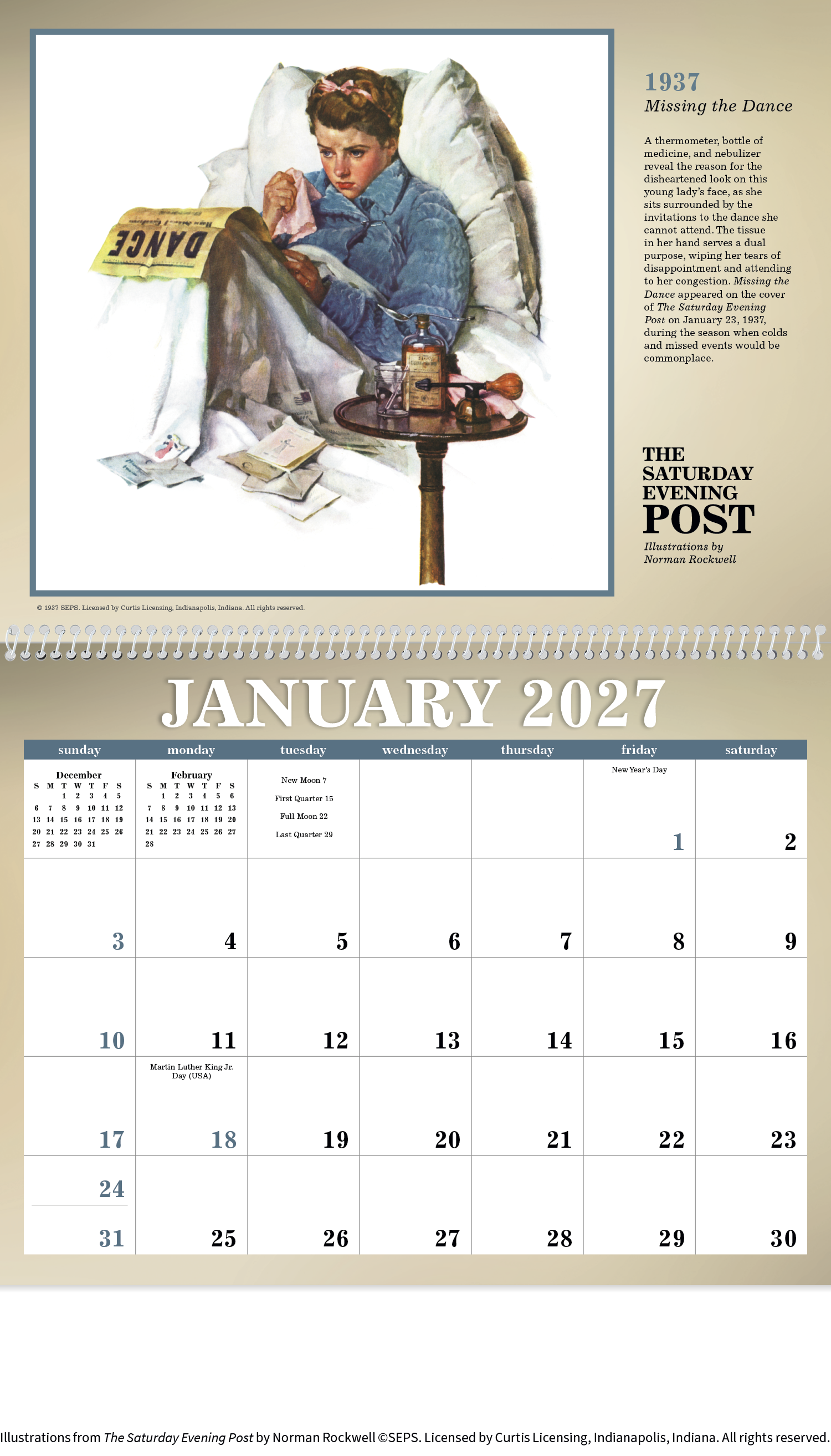 The Saturday Evening Post Illustrations by Norman Rockwell Calendar