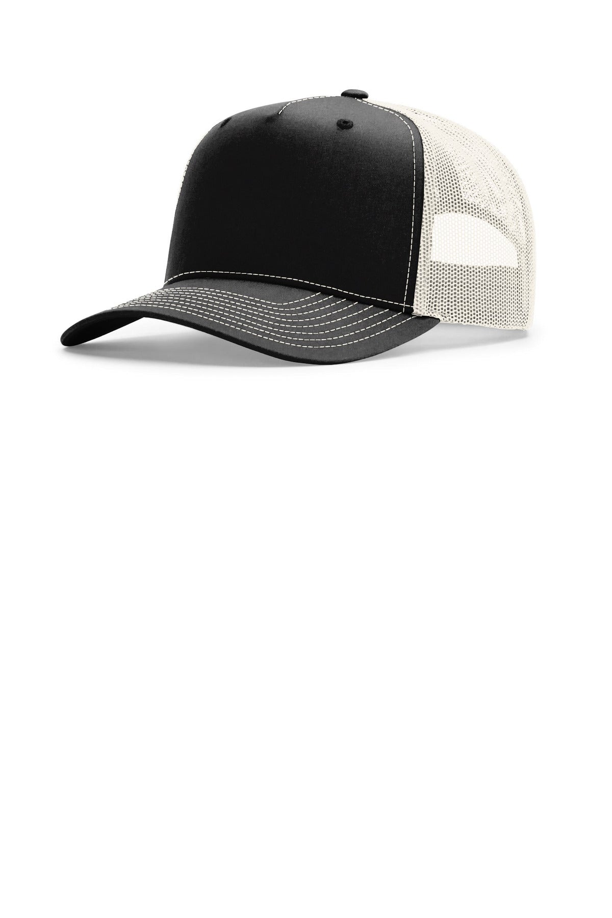 Custom logo Richardson Five-Panel Champ Trucker 112FPC in Black/ Birch