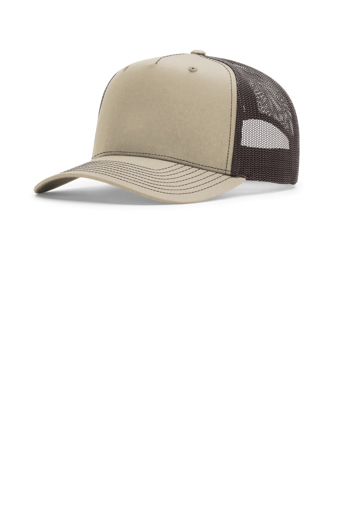 Custom logo Richardson Five-Panel Champ Trucker 112FPC in Khaki/ Coffee