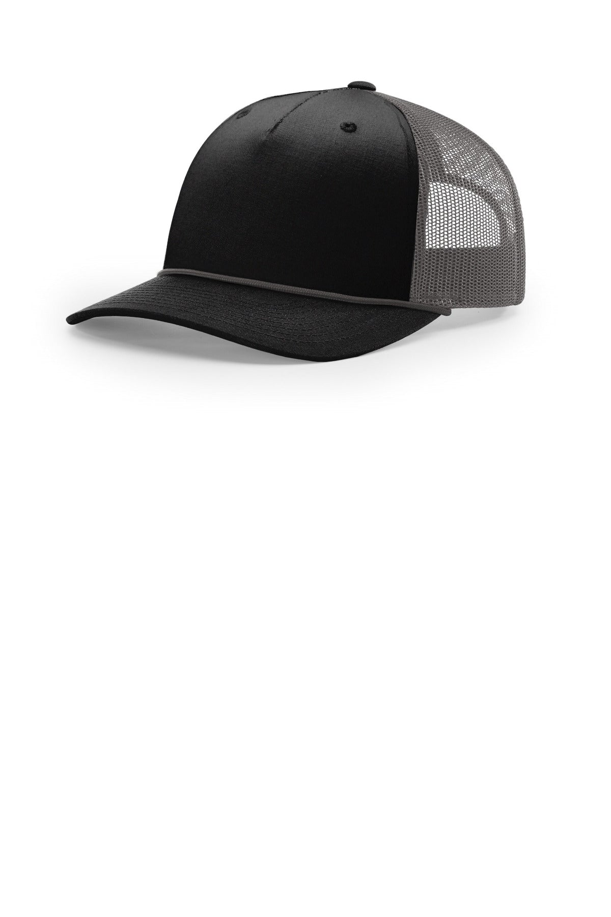 Custom logo Richardson Five-Panel with Rope 112FPR in Black/ Charcoal/ Charcoal