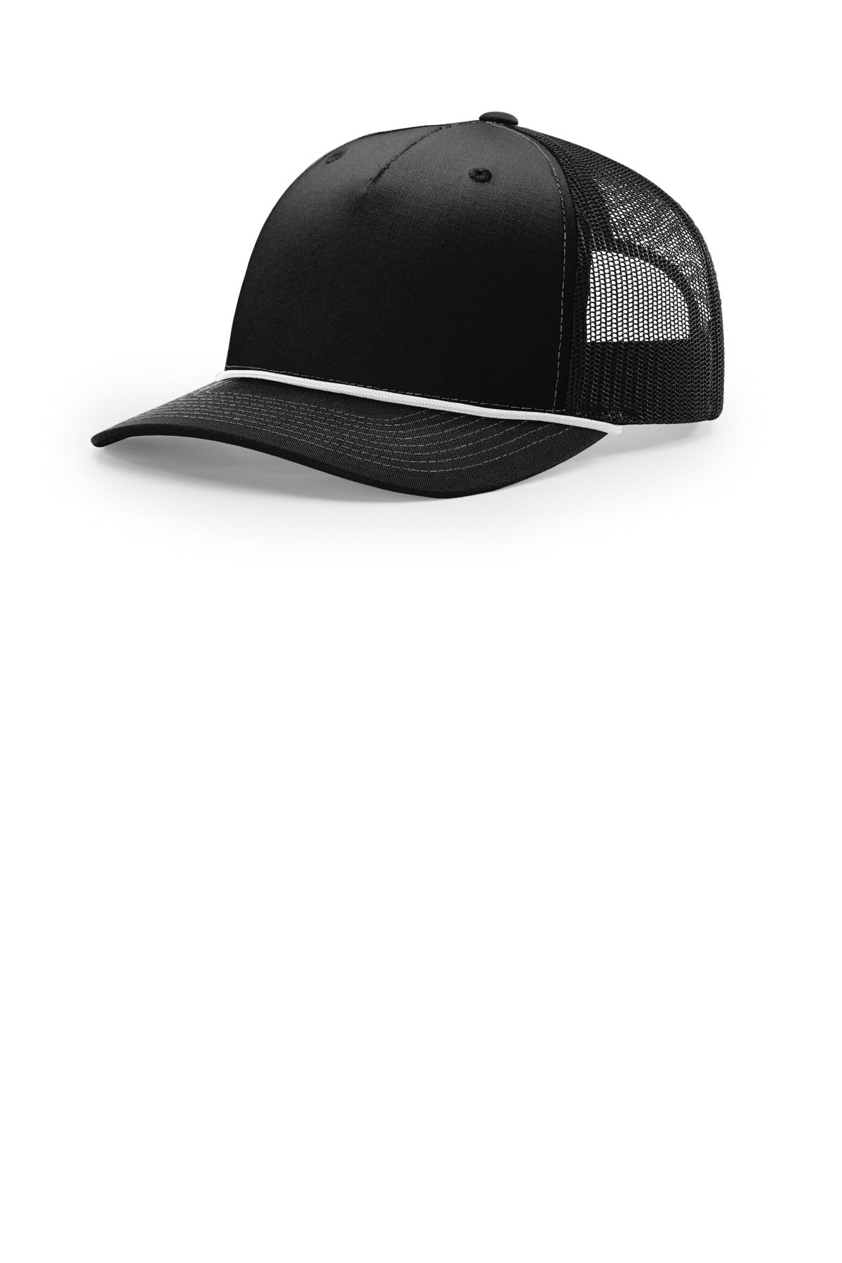 Custom logo Richardson Five-Panel with Rope 112FPR in Black/ White
