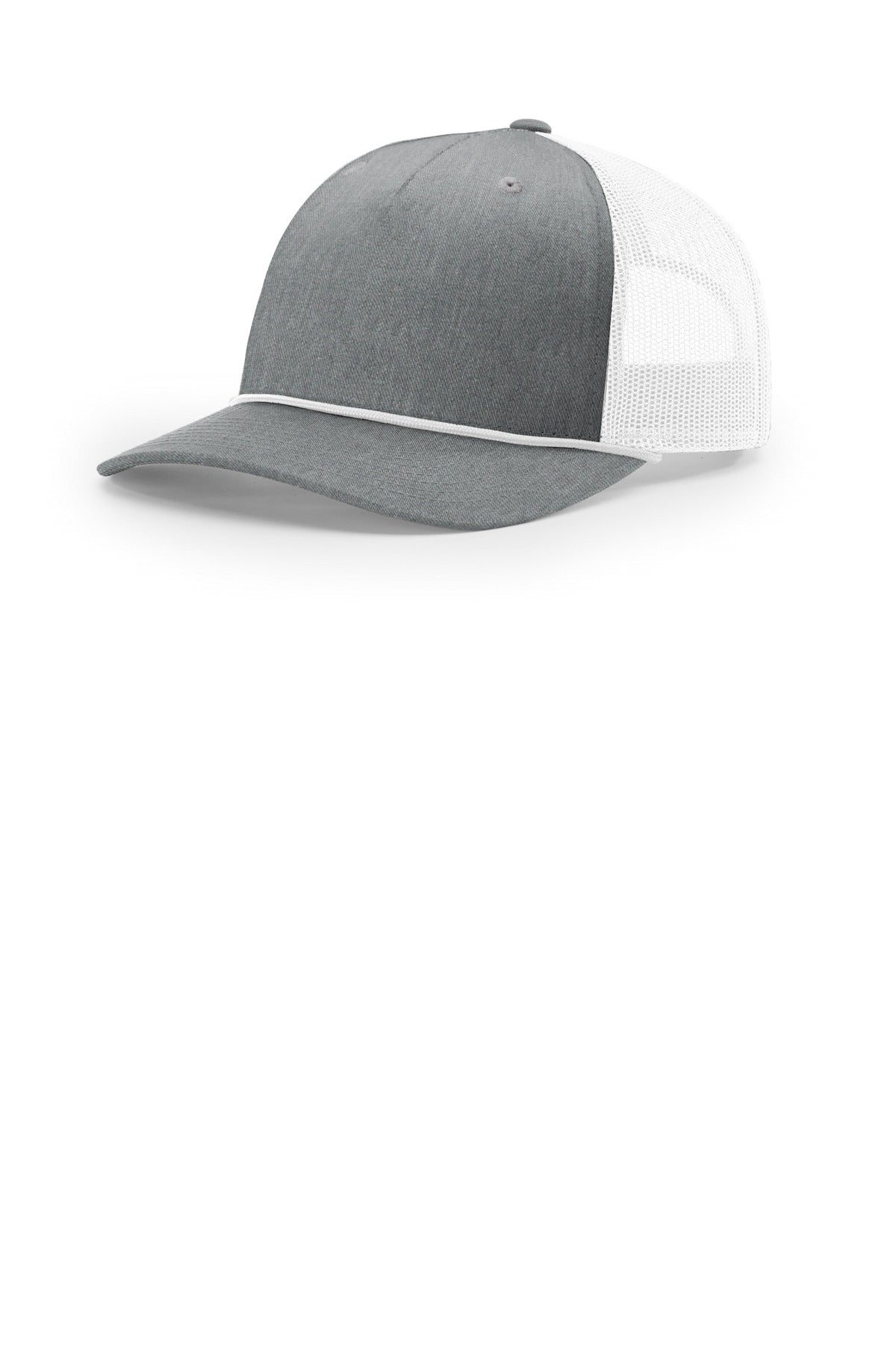 Custom logo Richardson Five-Panel with Rope 112FPR in Heather Grey/ White/ White