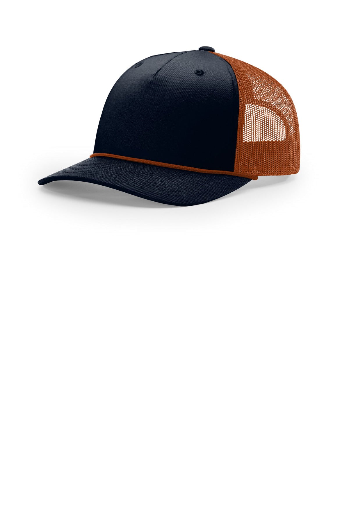 Custom logo Richardson Five-Panel with Rope 112FPR in Navy/ Dark Orange/ Dark Orange