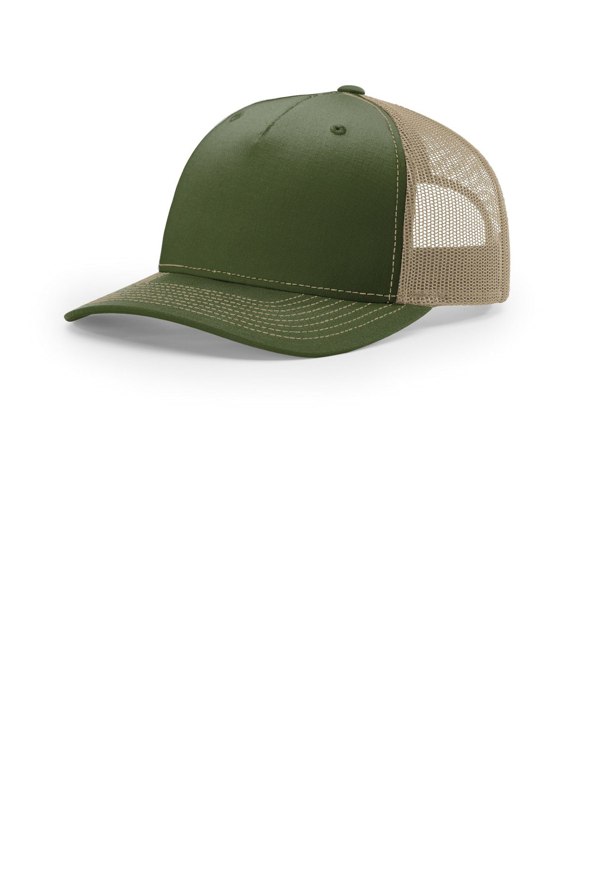 Custom logo Richardson Five-Panel Trucker 112FP in Army Olive/ Tan