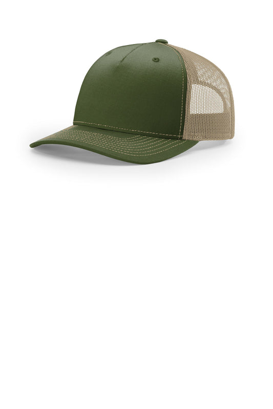Custom logo Richardson Five-Panel Trucker 112FP in Army Olive/ Tan