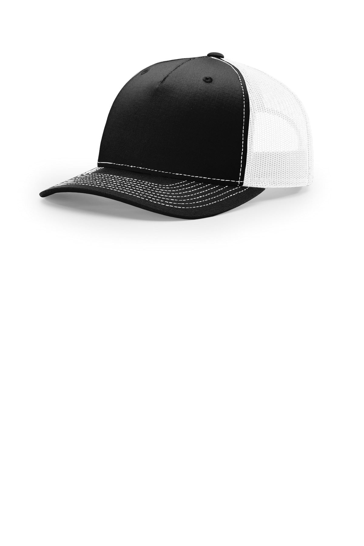 Custom logo Richardson Five-Panel Trucker 112FP in Black/ White