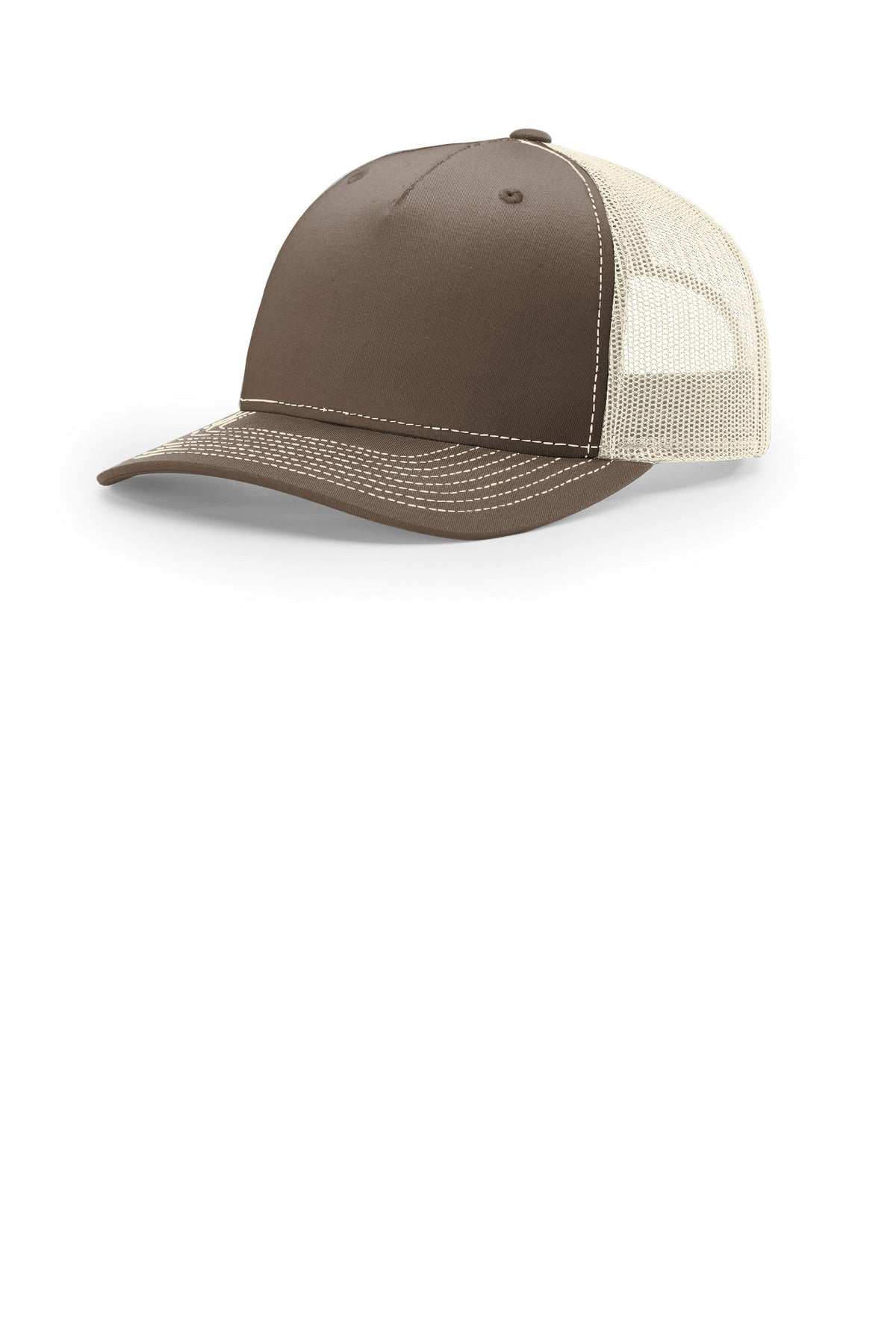 Custom logo Richardson Five-Panel Trucker 112FP in Chocolate Chip/ Birch