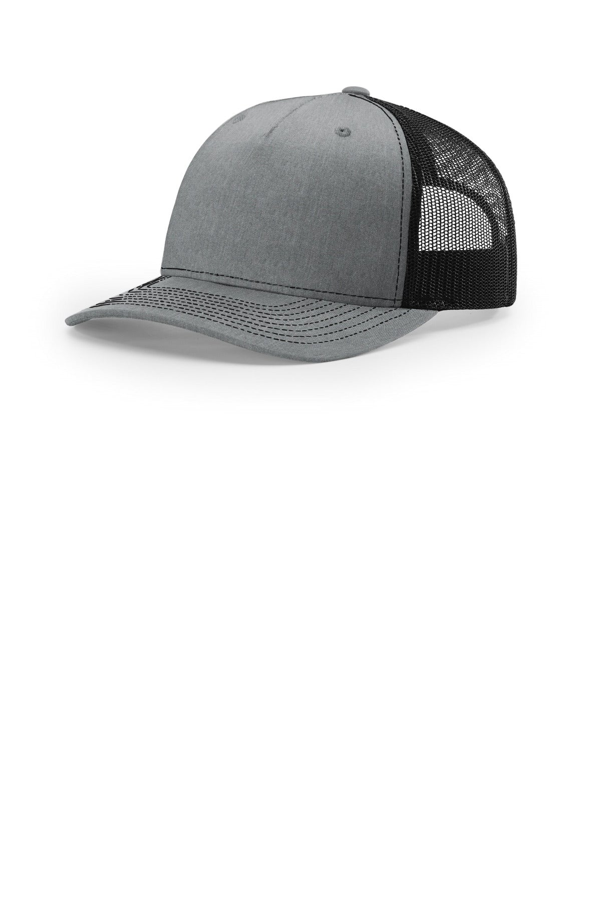 Custom logo Richardson Five-Panel Trucker 112FP in Heather Grey/ Black